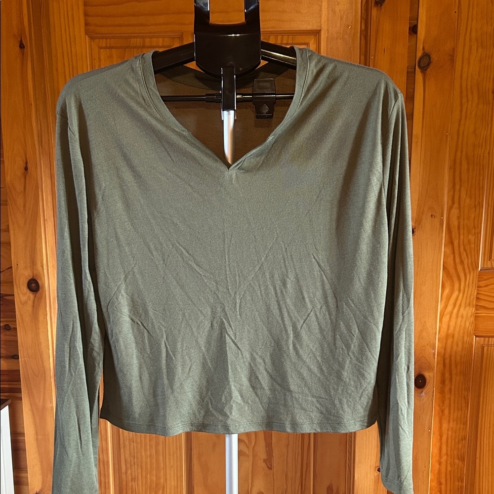 Sage Long Sleeve V-Neck Top